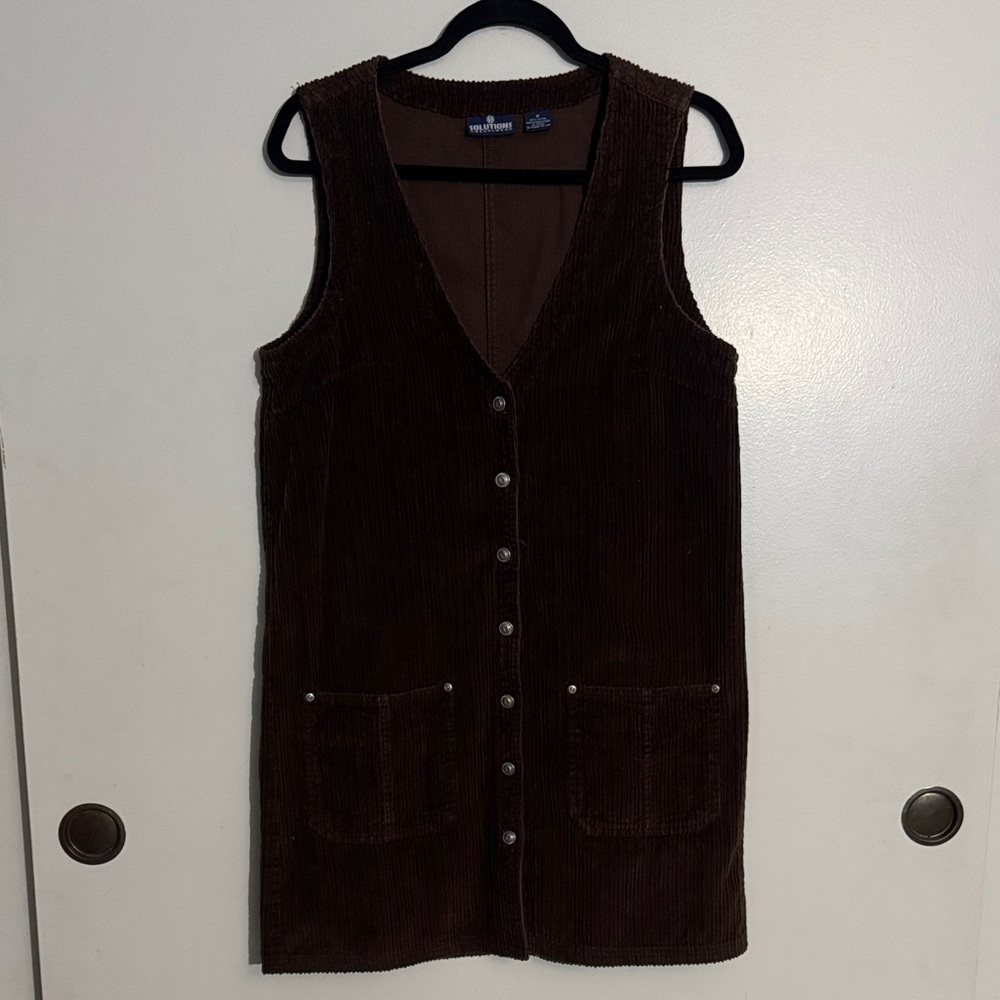 Brown Corduroy Button-Down Dress